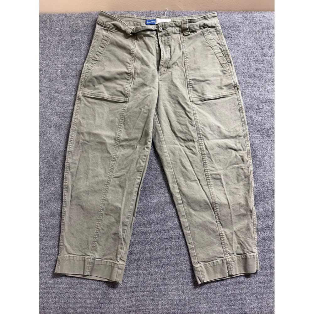 OLD NAVY HIGH RISE BARREL LEG WOMENS PANTS SIZE 14 OLIVE COLOR